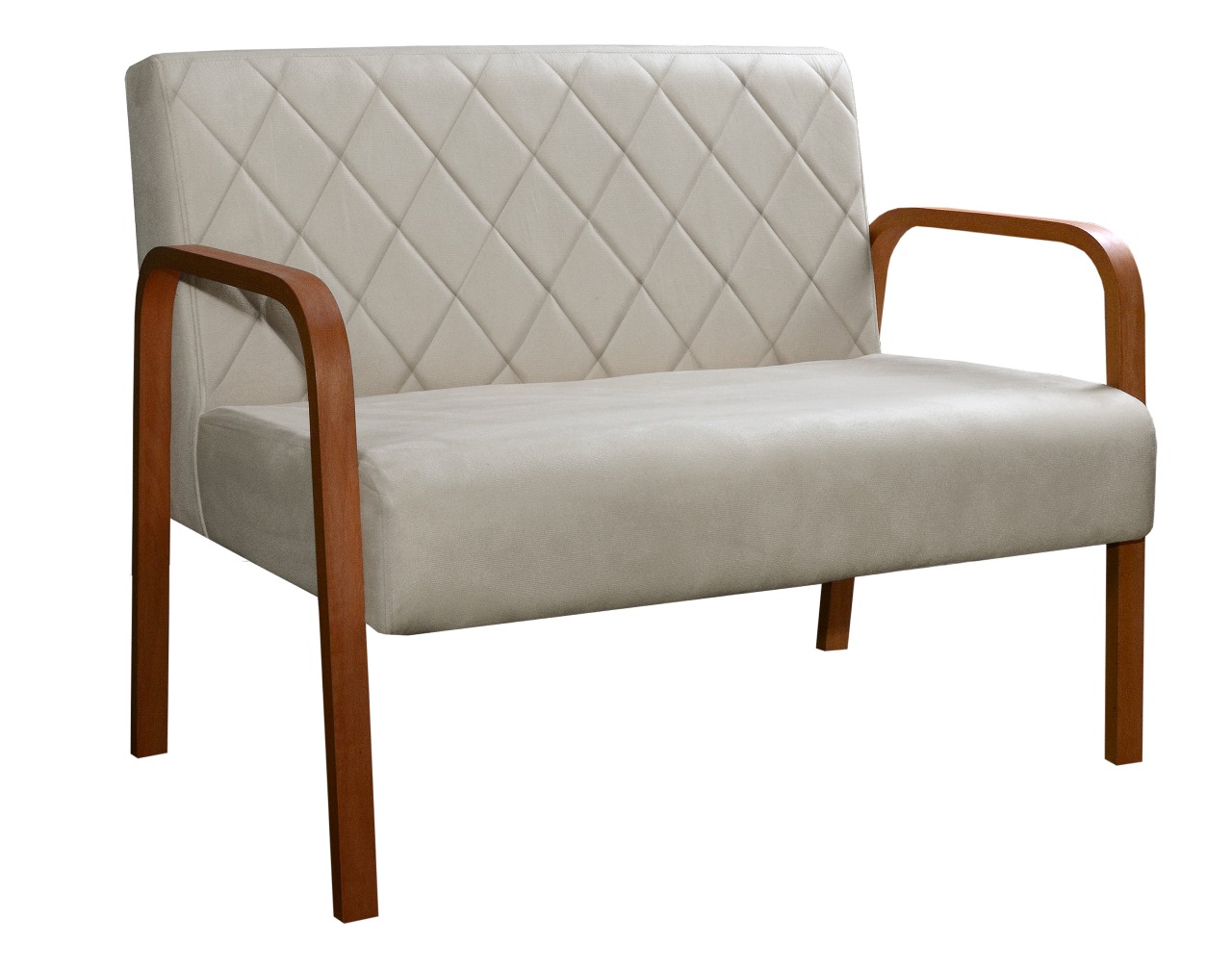 Poltrona Namoradeira 2 Lugares Lara - Suede Bege Claro