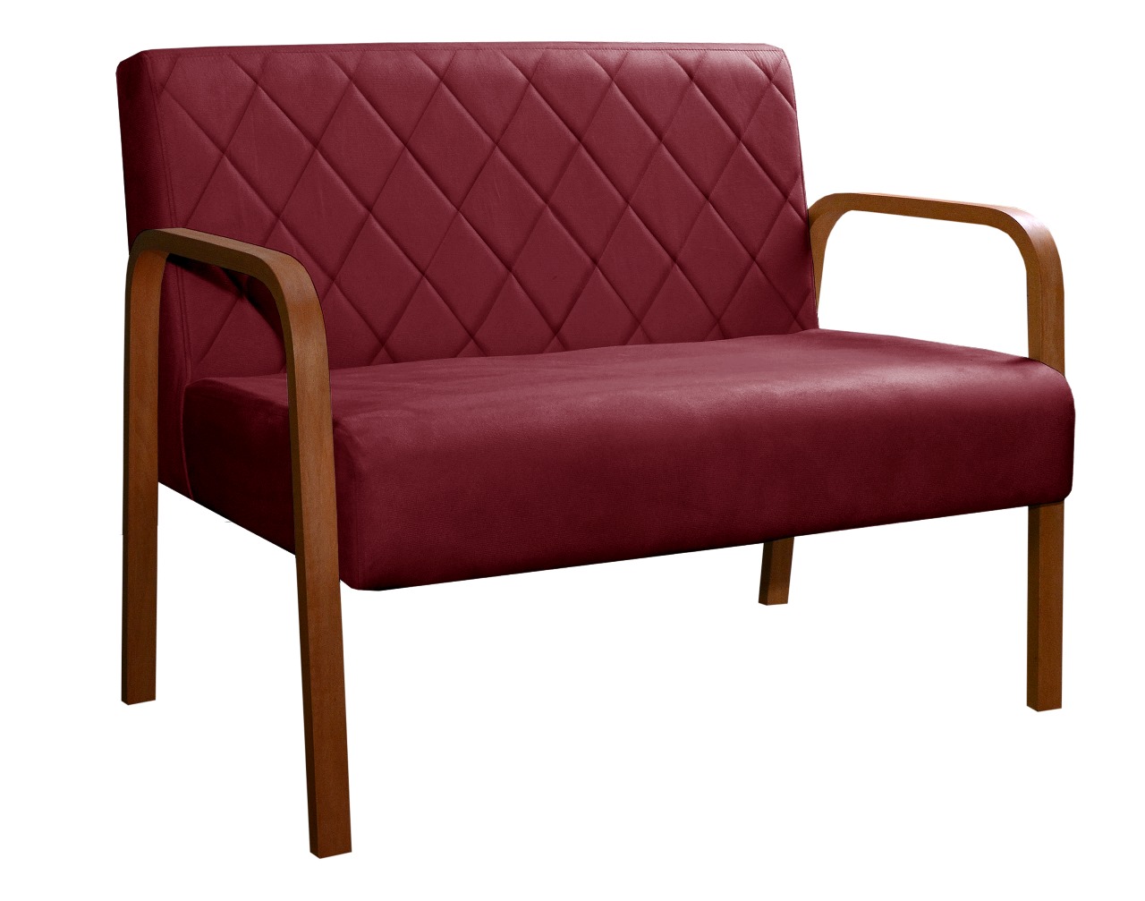 Poltrona Namoradeira 2 Lugares Lara - Suede Bordô