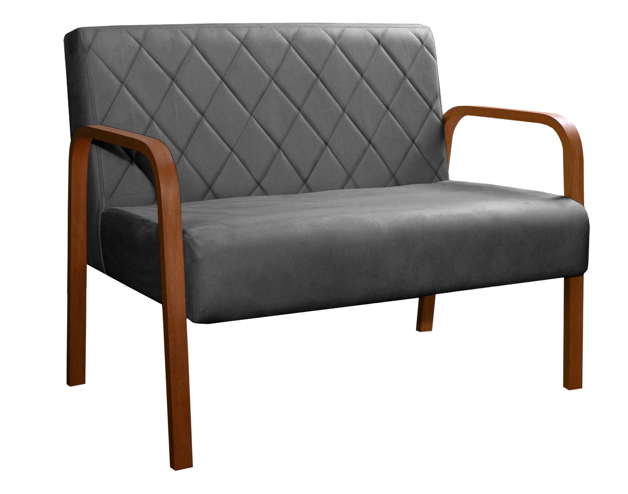 Poltrona Namoradeira 2 Lugares Lara - Suede Cinza Grafite