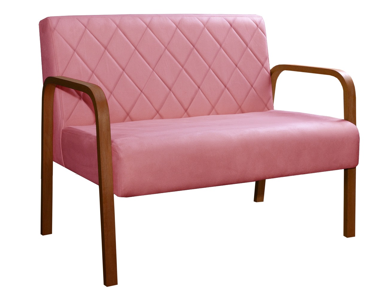 Poltrona Namoradeira 2 Lugares Lara - Suede Rosa
