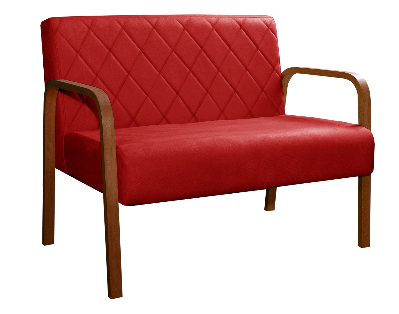 Poltrona Namoradeira 2 Lugares Lara - Suede Vermelho
