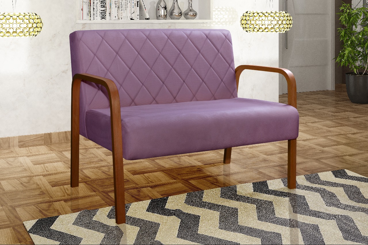 Poltrona Namoradeira 2 Lugares Lara - Veludo Roxo