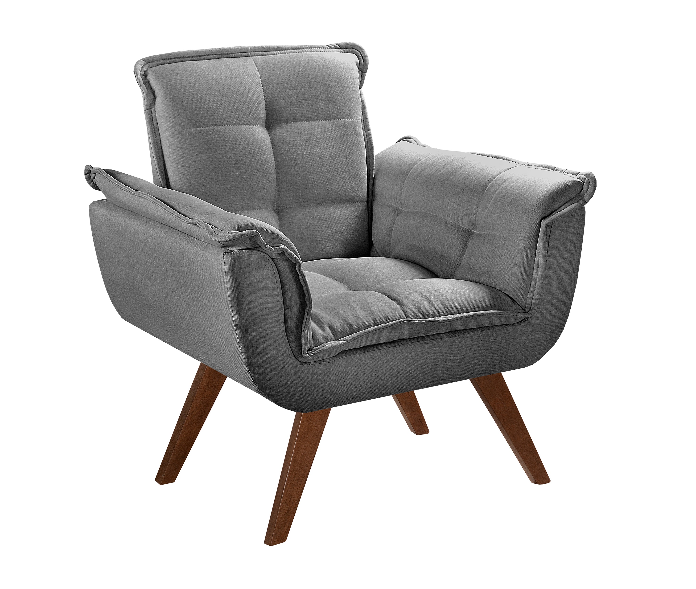 Poltrona Opala Decorativa - Linho Cinza