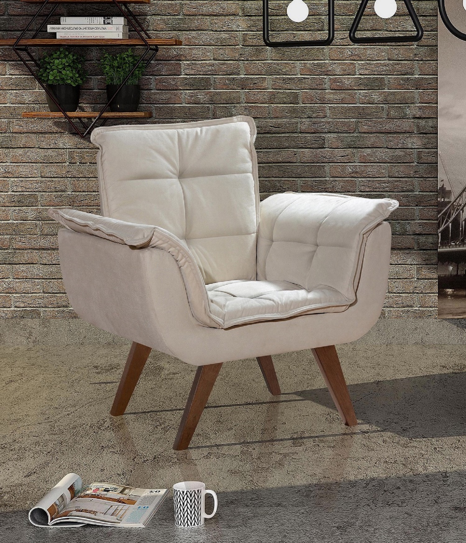 Poltrona Opala Decorativa - Suede Bege