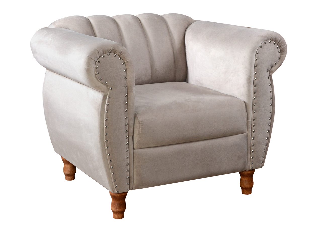 Poltrona Realeza Chesterfield Cadeira Vintage Decoração Retrô - Suede Bege Claro