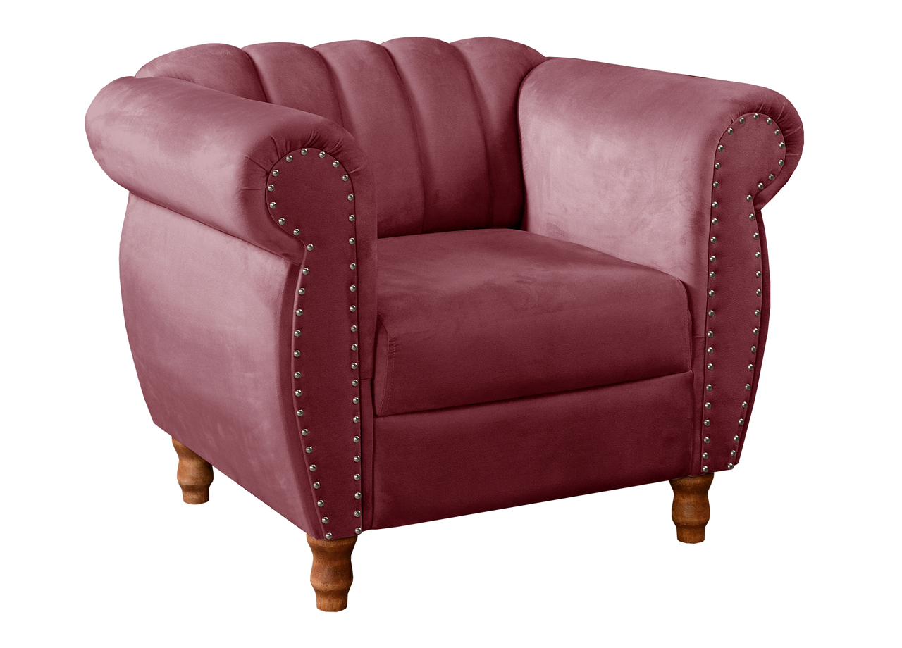 Poltrona Realeza Chesterfield Cadeira Vintage Decoração Retrô - Suede Bordô