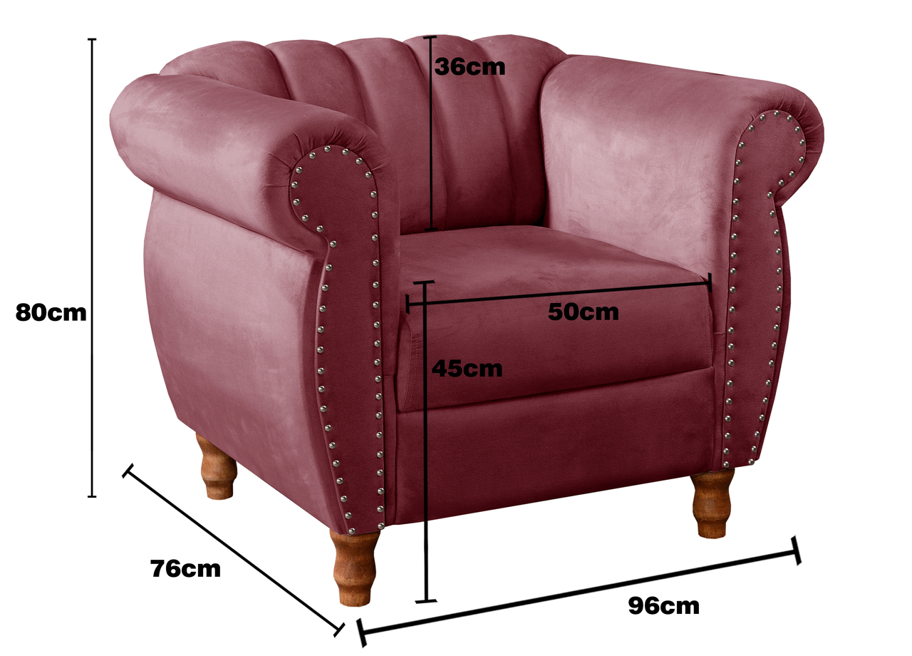 Poltrona Realeza Chesterfield Cadeira Vintage Decoração Retrô - Suede Bordô