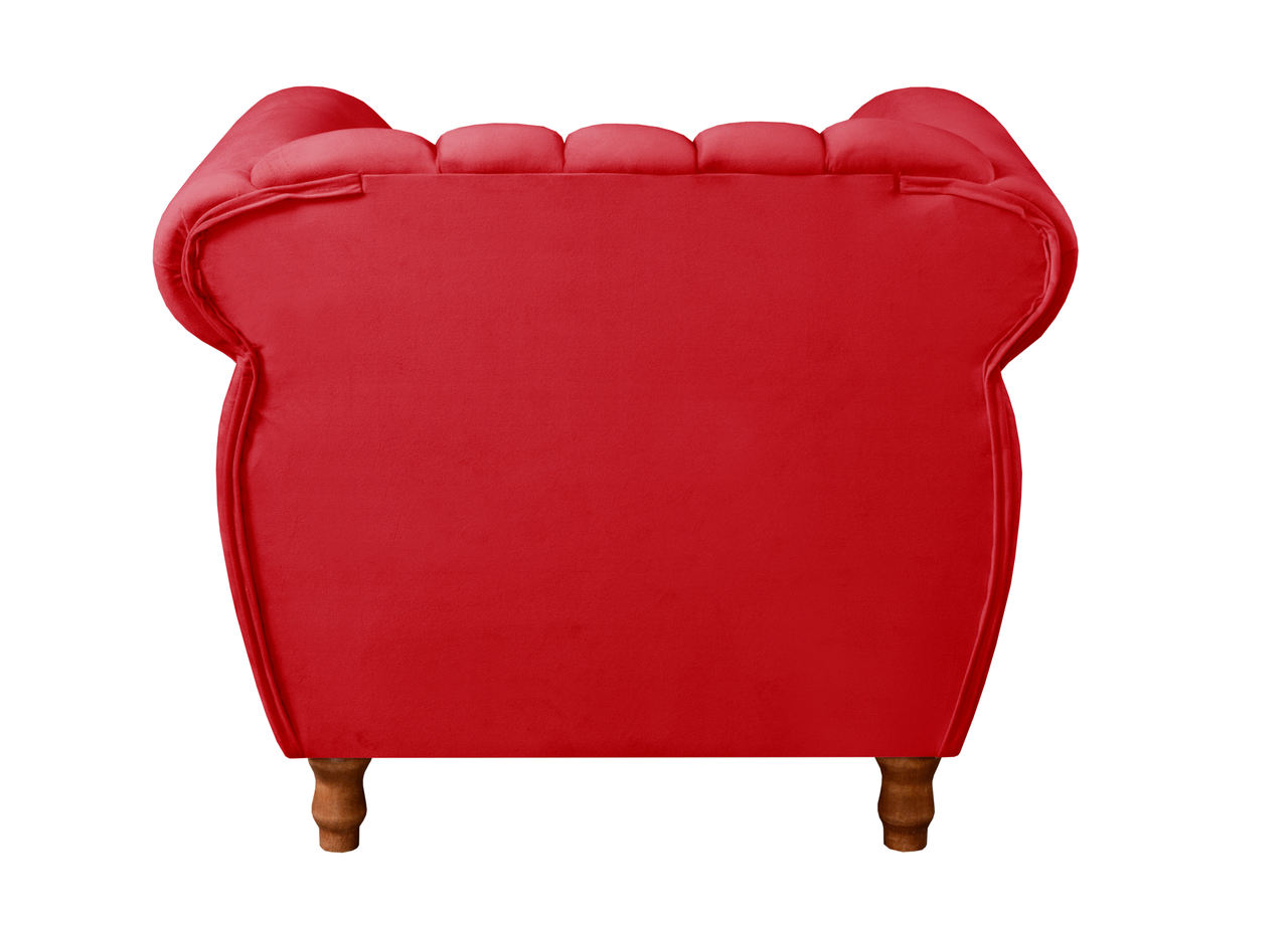 Poltrona Realeza Chesterfield Cadeira Vintage Decoração Retrô - Suede Vermelho