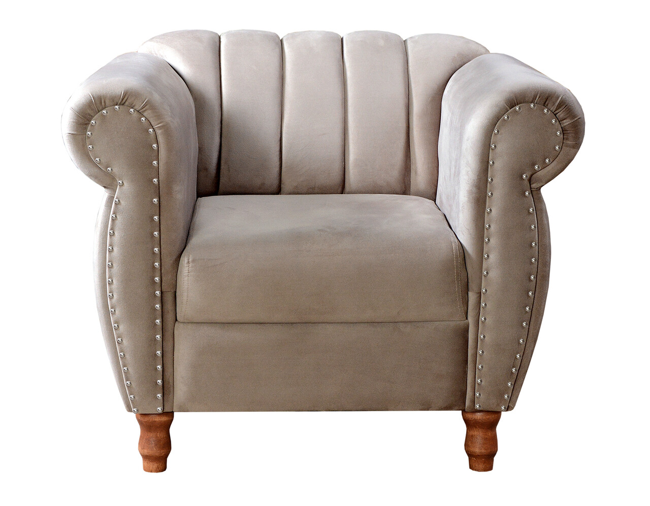 Poltrona Realeza Chesterfield Cadeira Vintage Decoração Retrô - Veludo Capuccino