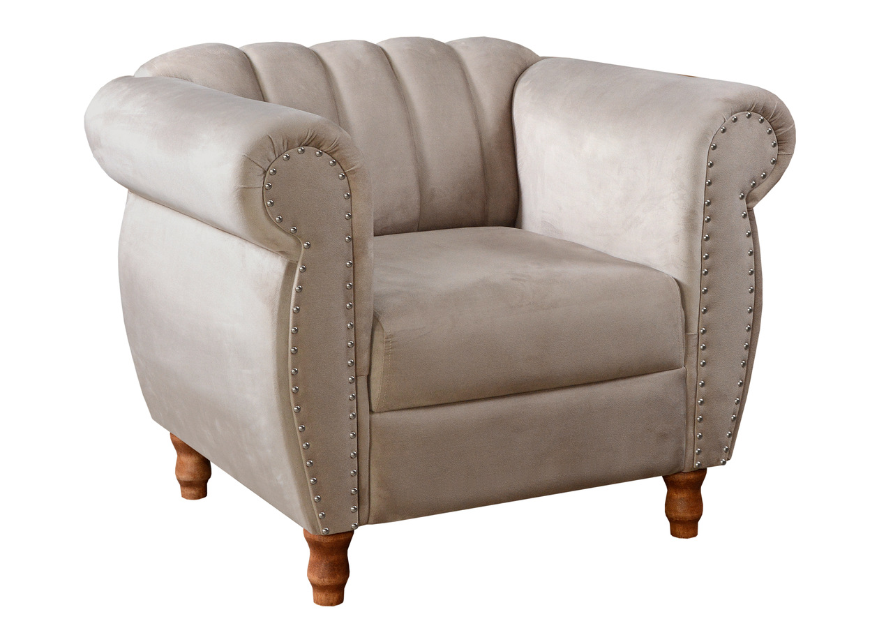Poltrona Realeza Chesterfield Cadeira Vintage Decoração Retrô - Veludo Capuccino