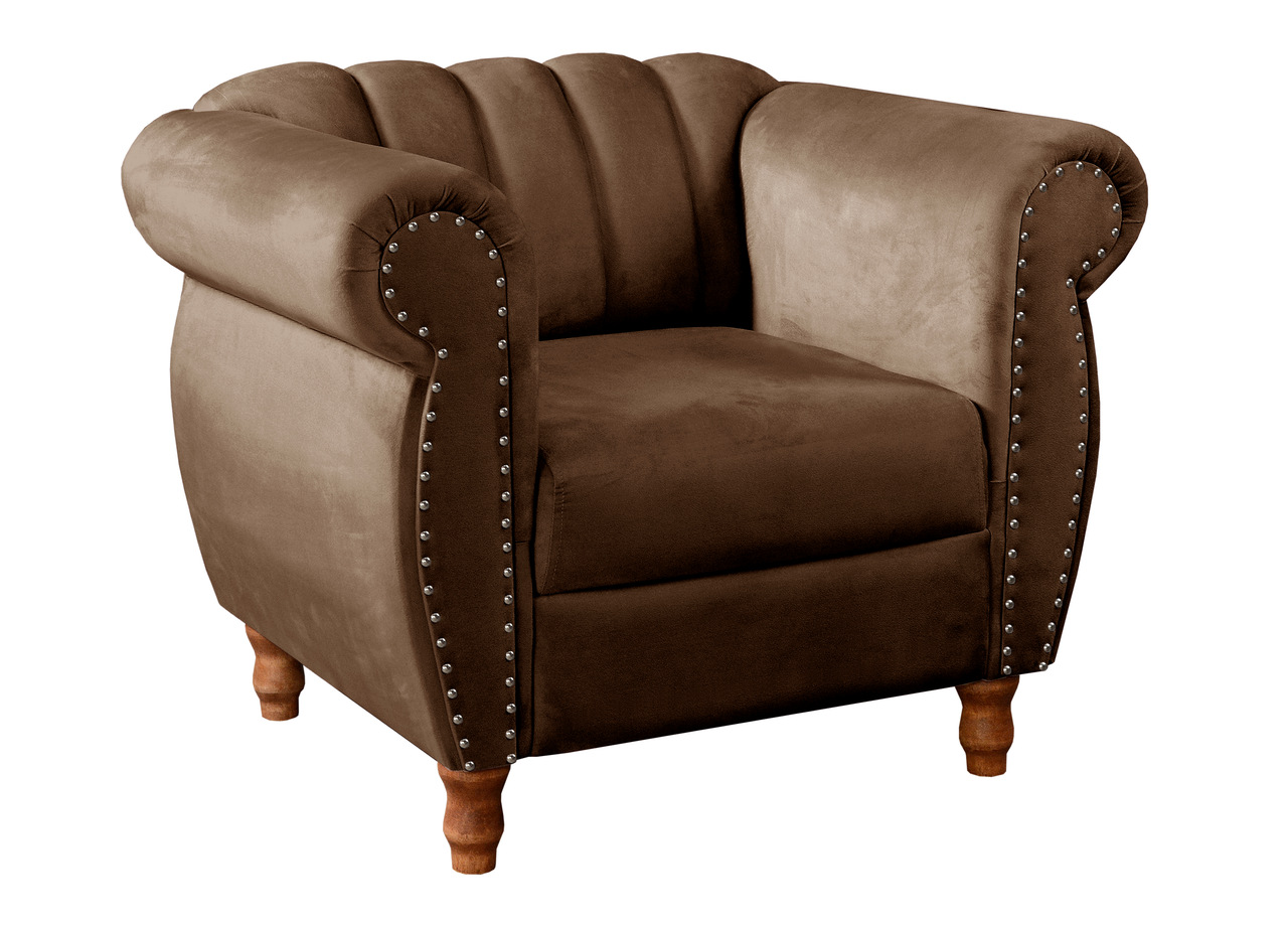 Poltrona Realeza Chesterfield Cadeira Vintage Decoração Retrô - Veludo Marrom