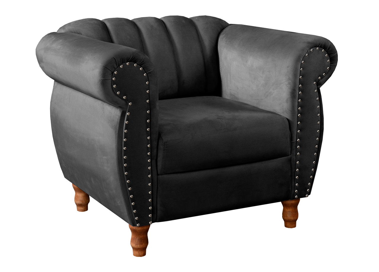 Poltrona Realeza Chesterfield Cadeira Vintage Decoração Retrô - Veludo Preto