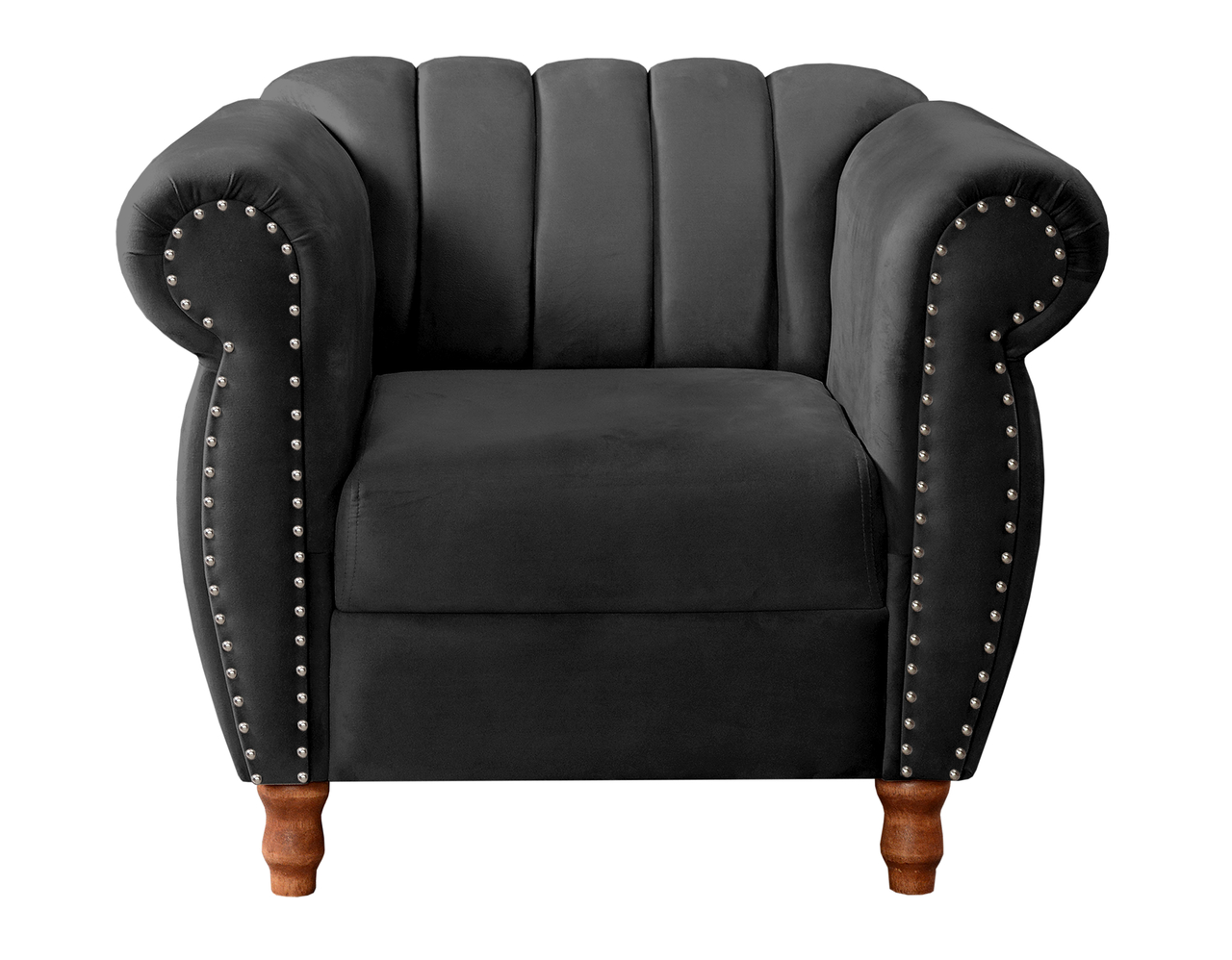Poltrona Realeza Chesterfield Cadeira Vintage Decoração Retrô - Veludo Preto