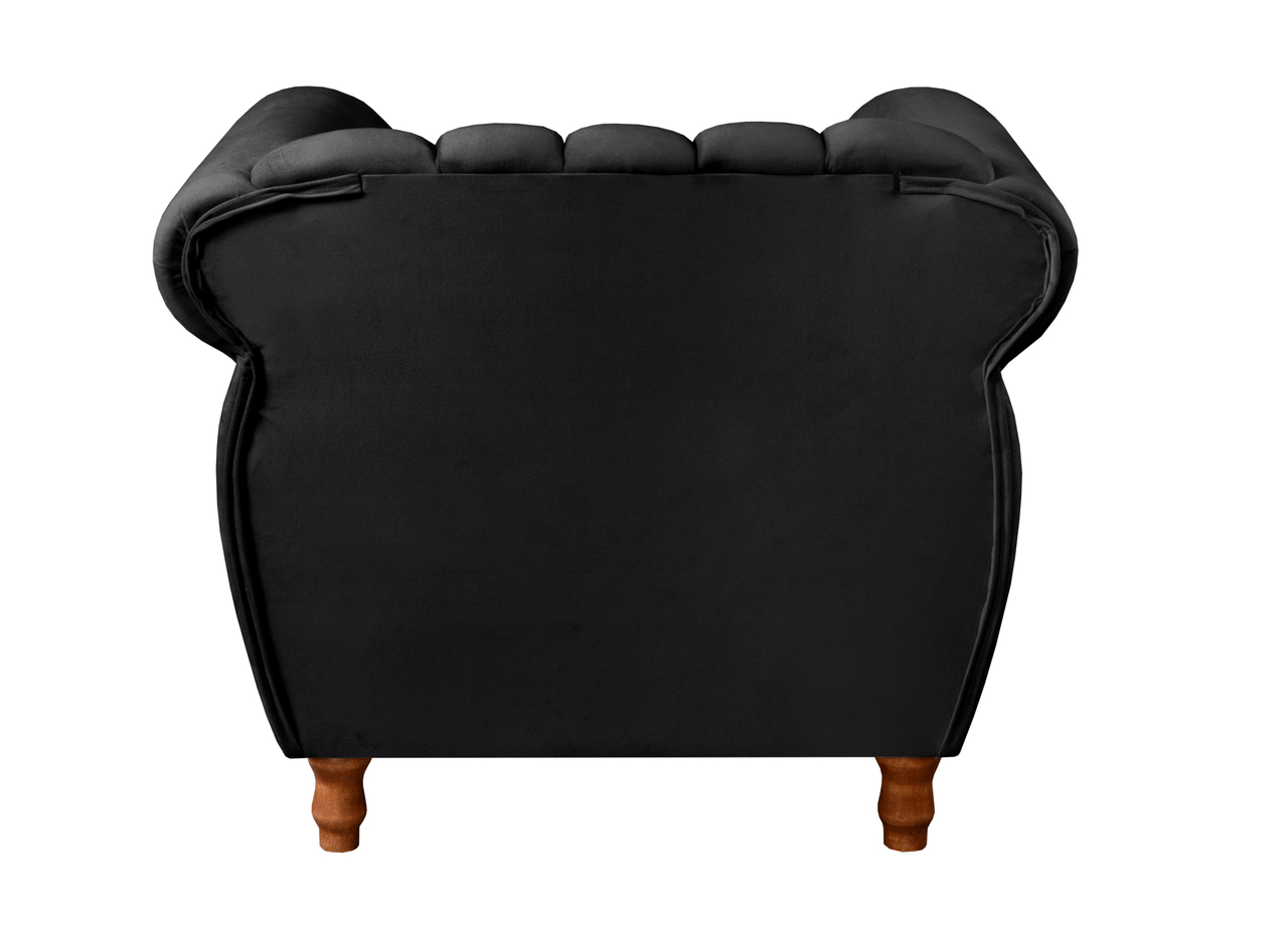 Poltrona Realeza Chesterfield Cadeira Vintage Decoração Retrô - Veludo Preto