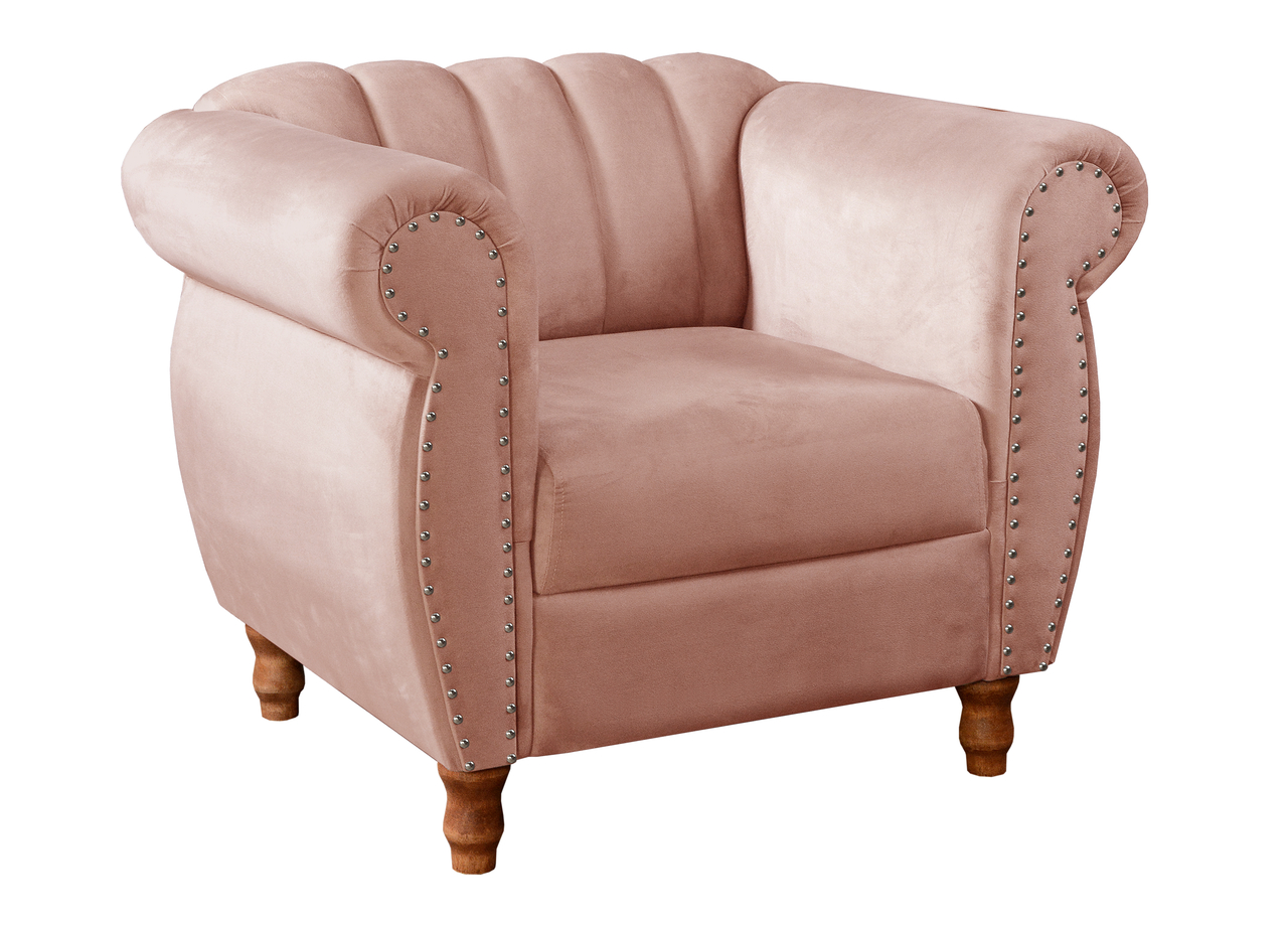 Poltrona Realeza Chesterfield Cadeira Vintage Decoração Retrô - Veludo Rosê