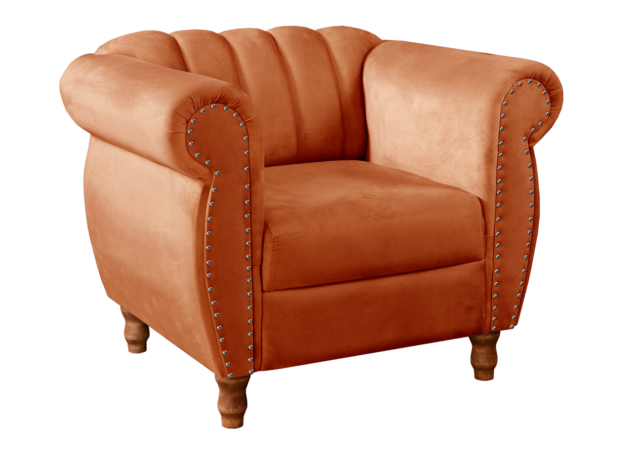 Poltrona Realeza Chesterfield Cadeira Vintage Decoração Retrô - Veludo Terracota
