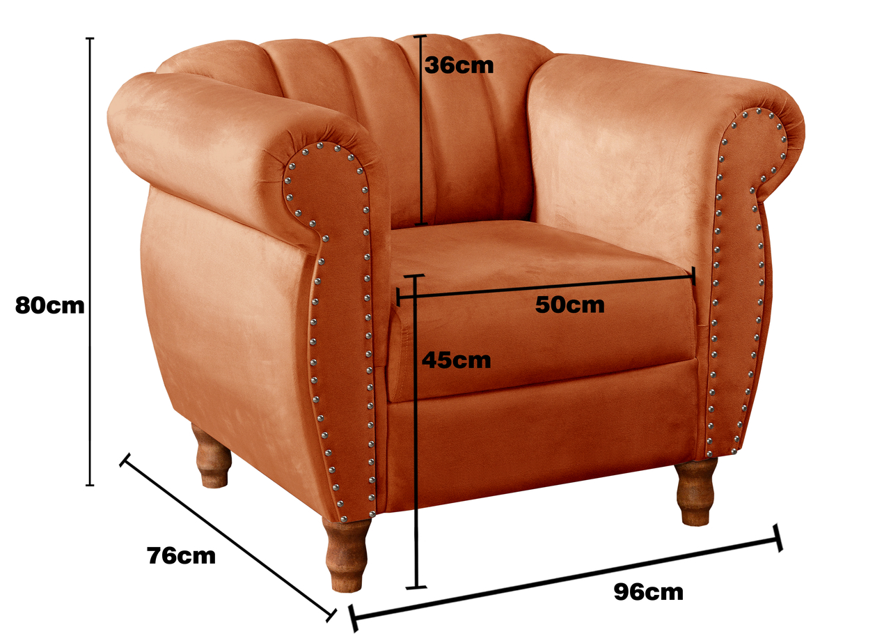Poltrona Realeza Chesterfield Cadeira Vintage Decoração Retrô - Veludo Terracota