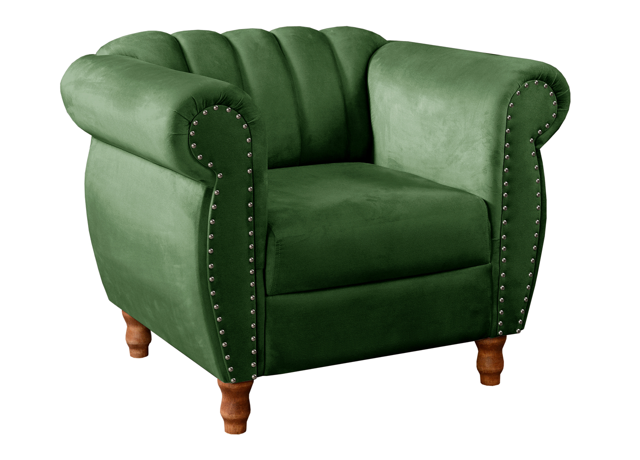 Poltrona Realeza Chesterfield Cadeira Vintage Decoração Retrô - Veludo Verde