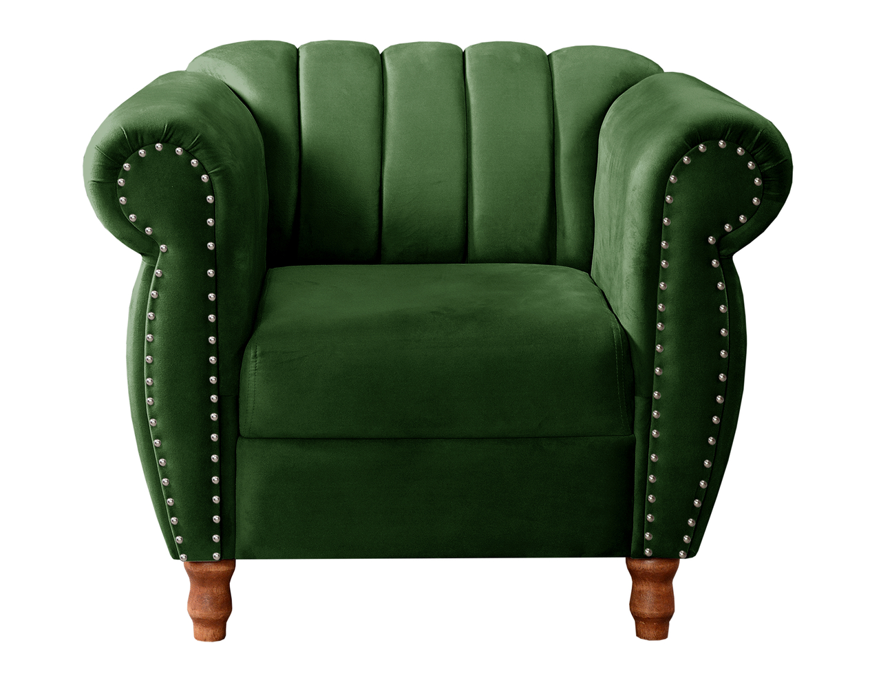 Poltrona Realeza Chesterfield Cadeira Vintage Decoração Retrô - Veludo Verde