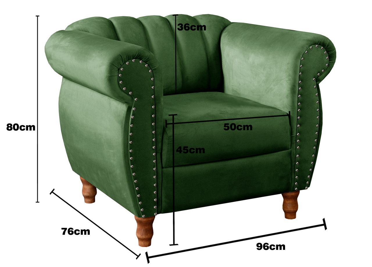 Poltrona Realeza Chesterfield Cadeira Vintage Decoração Retrô - Veludo Verde