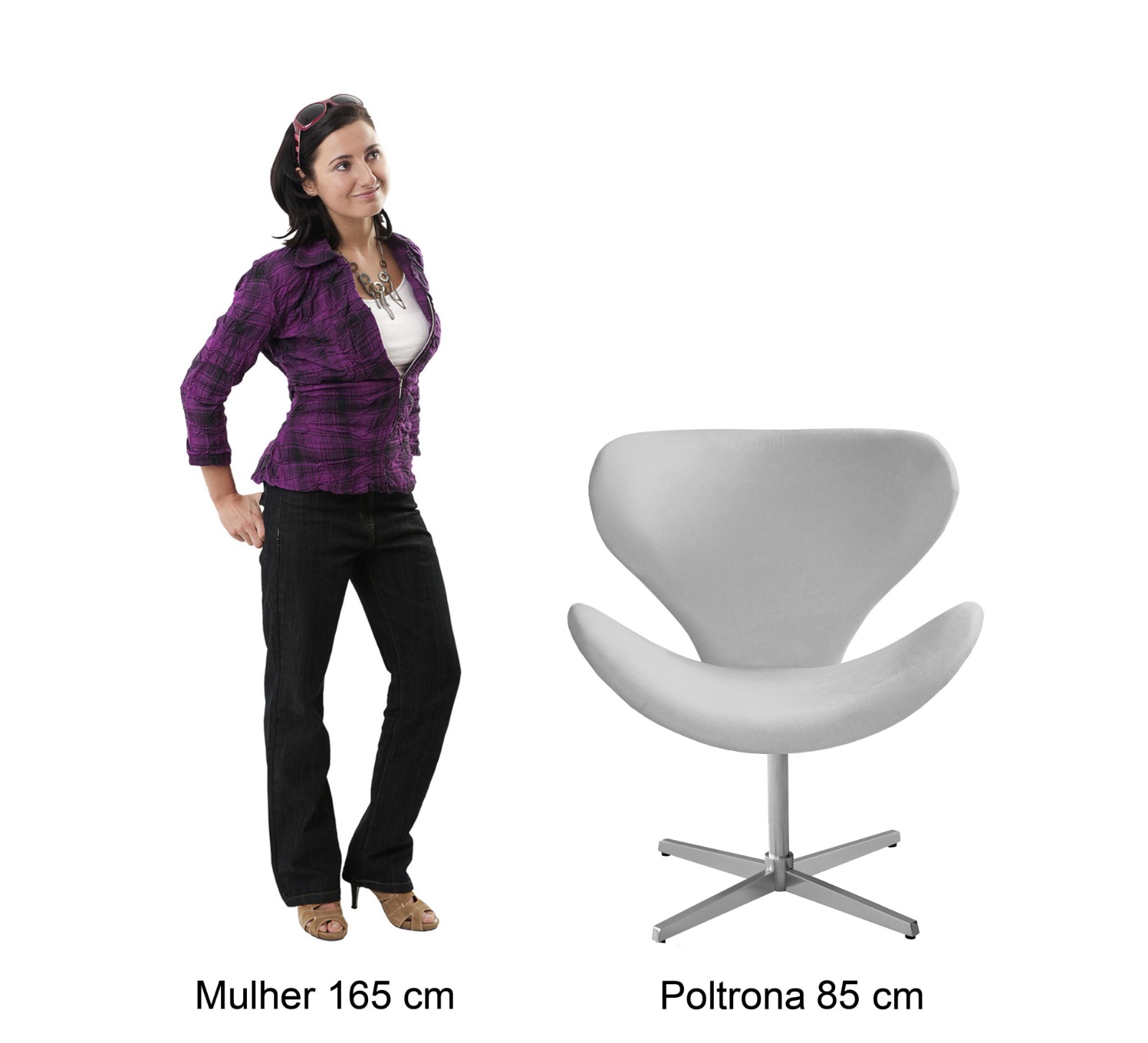 Poltrona Swan Giratória De Alumínio Ísis - Suede Azul