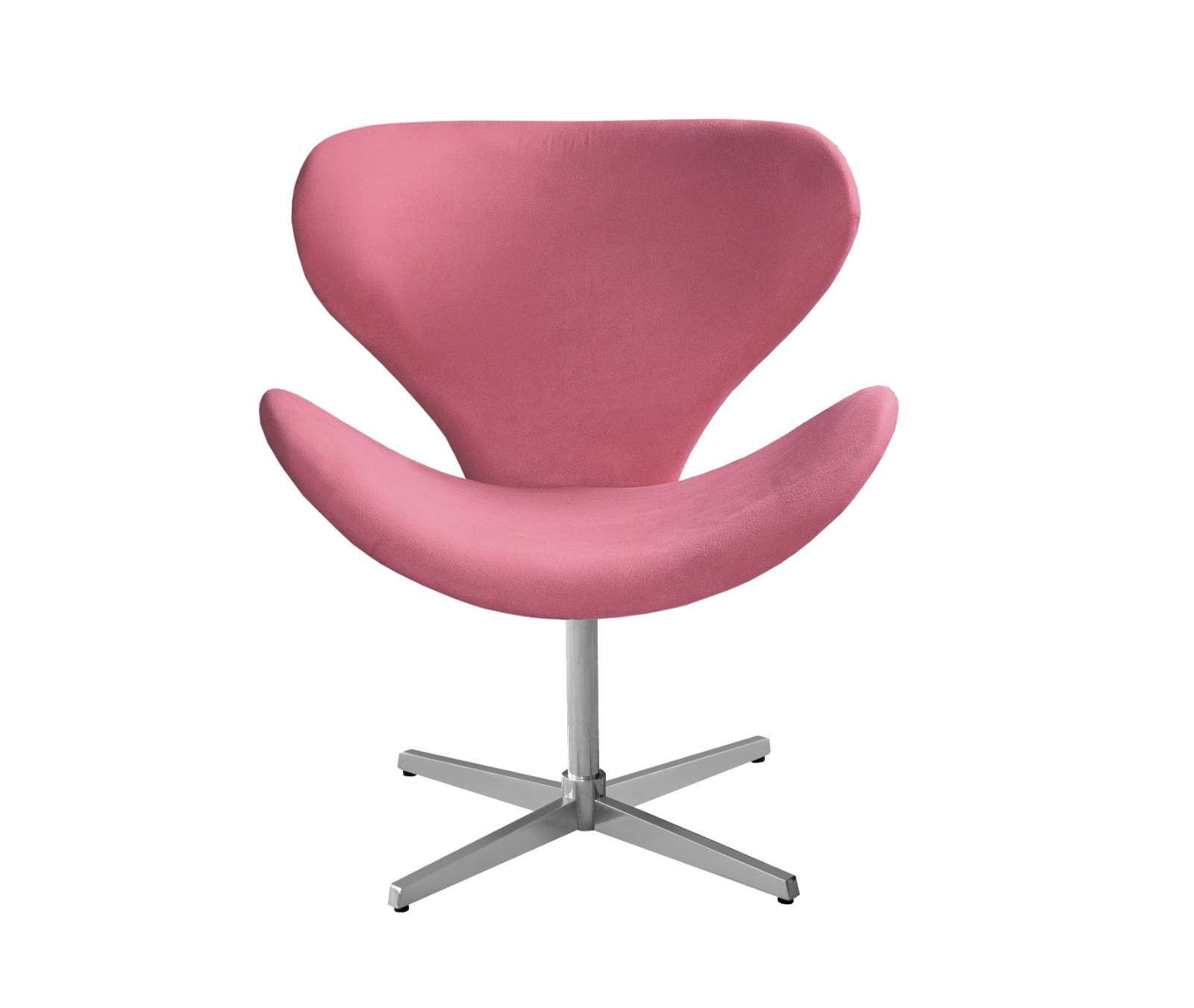 Poltrona Swan Giratória De Alumínio Ísis - Suede Rosa