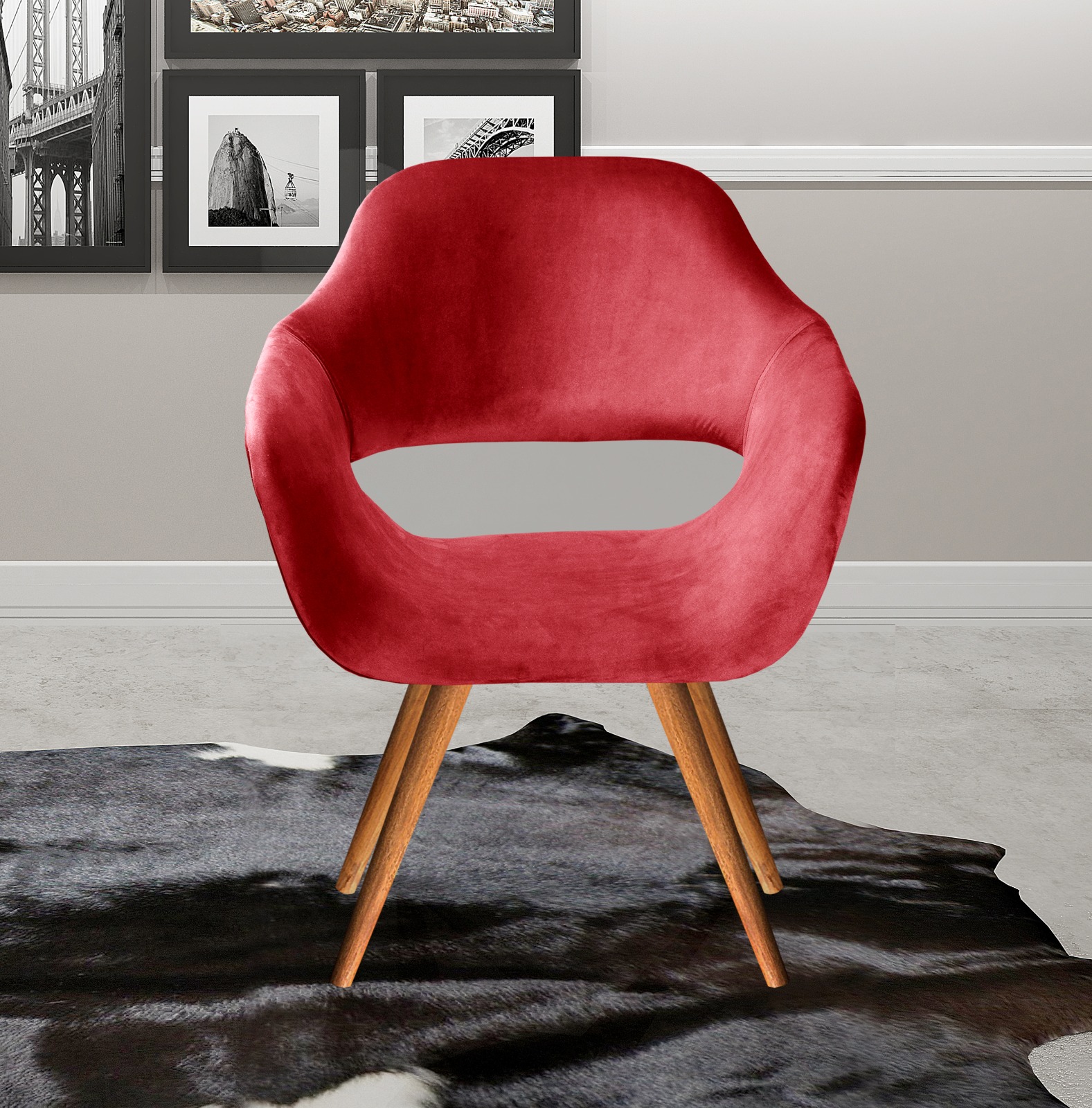 Poltrona Zara - Suede Vermelho