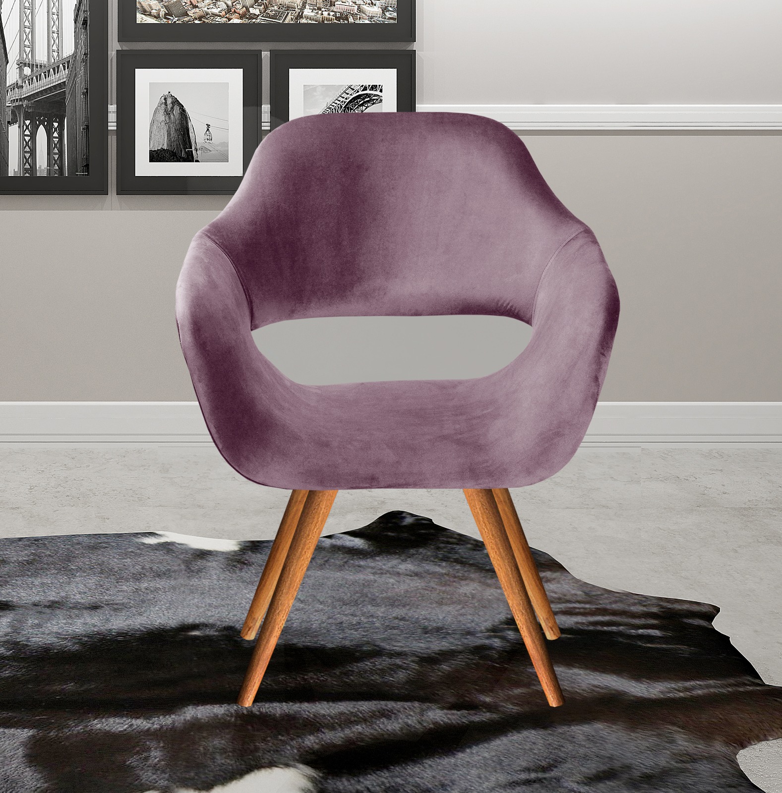 Poltrona Zara - Veludo Roxo