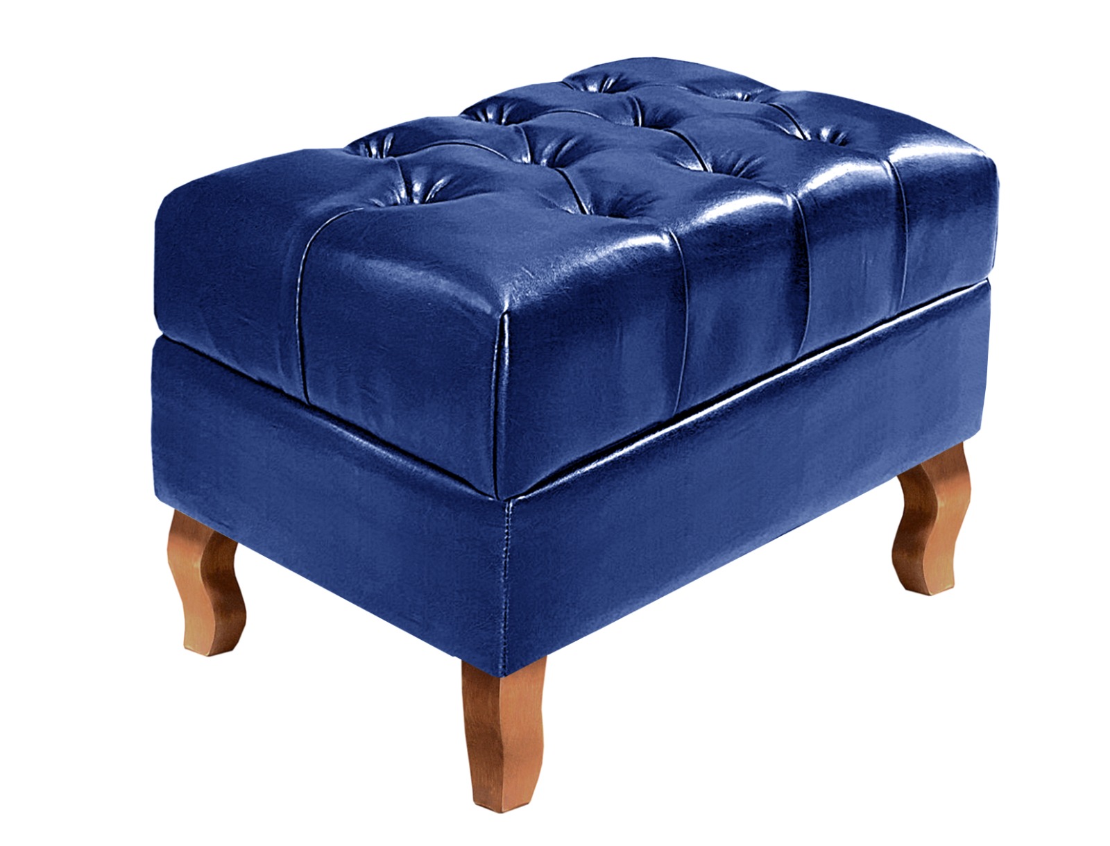 Puff Banqueta Capitonê Chesterfield Apoio Para Os Pés - Couríssimo Azul