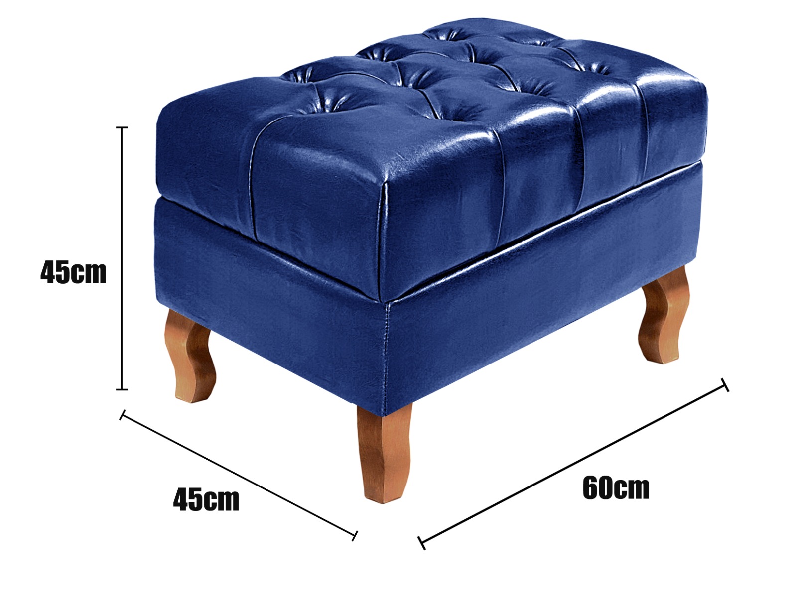 Puff Banqueta Capitonê Chesterfield Apoio Para Os Pés - Couríssimo Azul