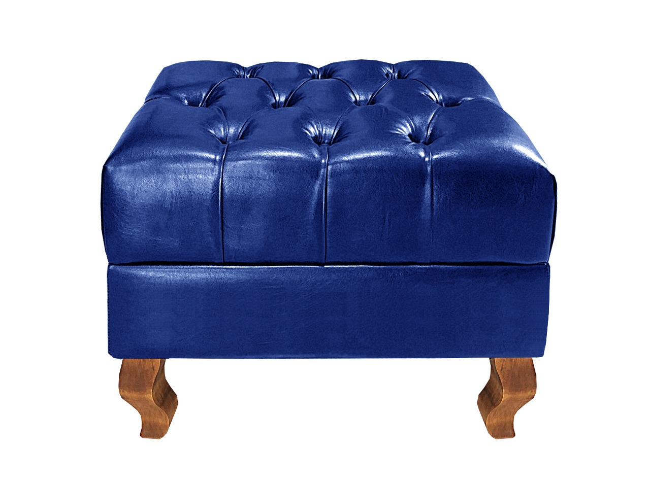 Puff Banqueta Capitonê Chesterfield Apoio Para Os Pés - Couríssimo Azul