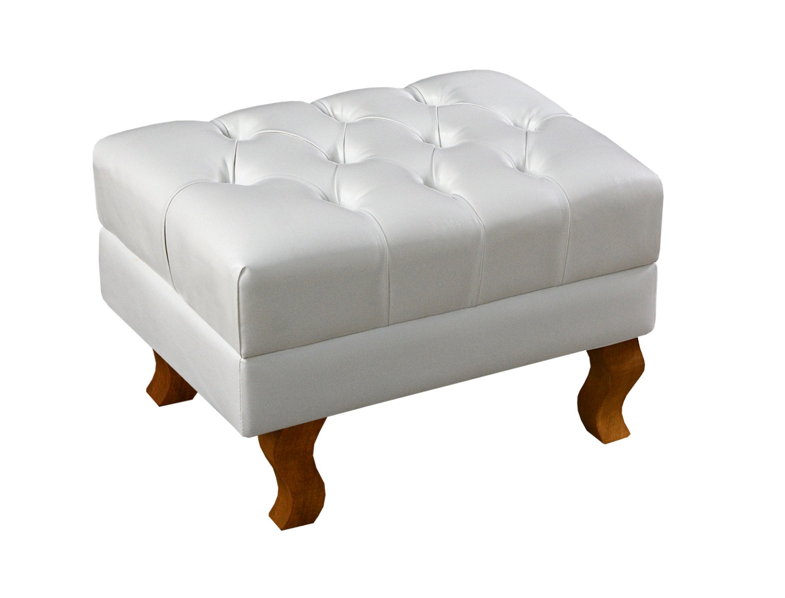 Puff Banqueta Capitonê Chesterfield Apoio Para Os Pés - Couríssimo Branco