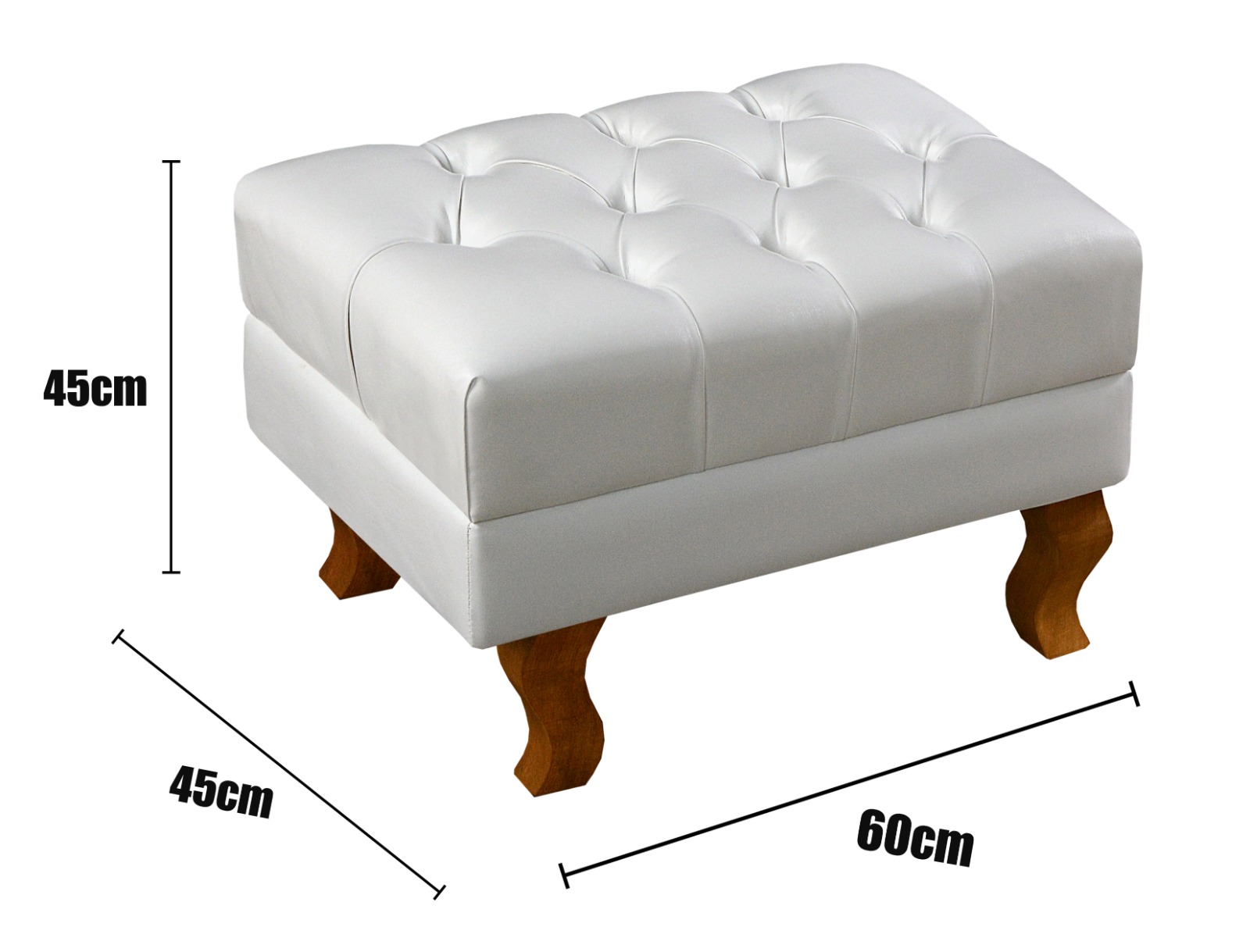 Puff Banqueta Capitonê Chesterfield Apoio Para Os Pés - Couríssimo Branco