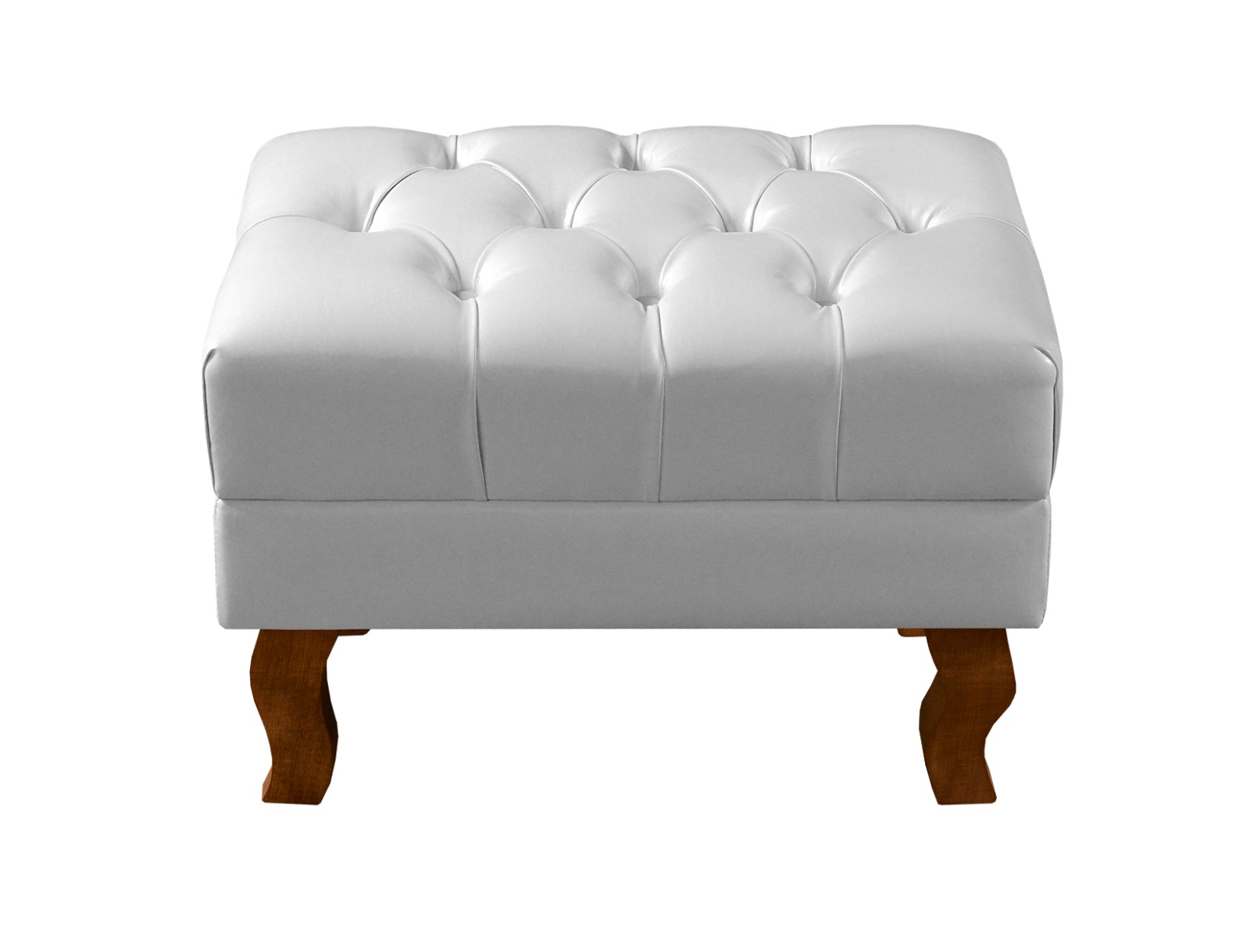Puff Banqueta Capitonê Chesterfield Apoio Para Os Pés - Couríssimo Branco