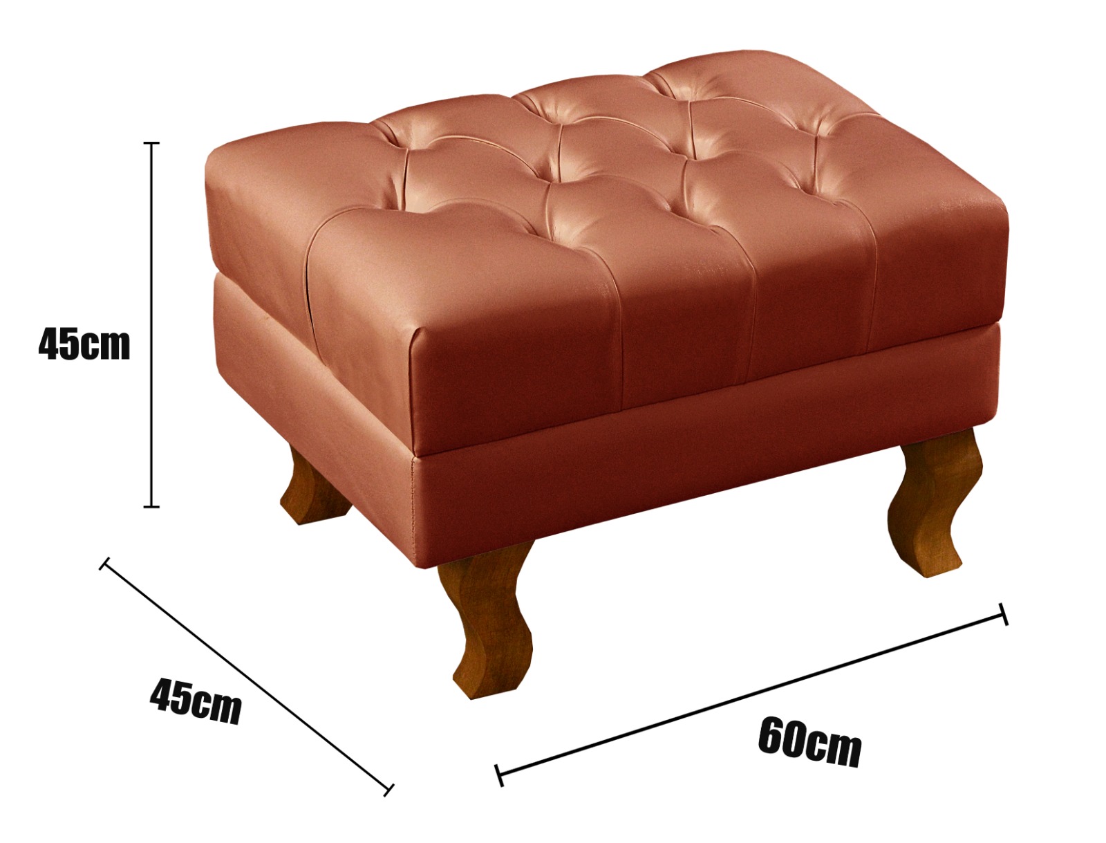 Puff Banqueta Capitonê Chesterfield Apoio Para Os Pés - Couríssimo Caramelo