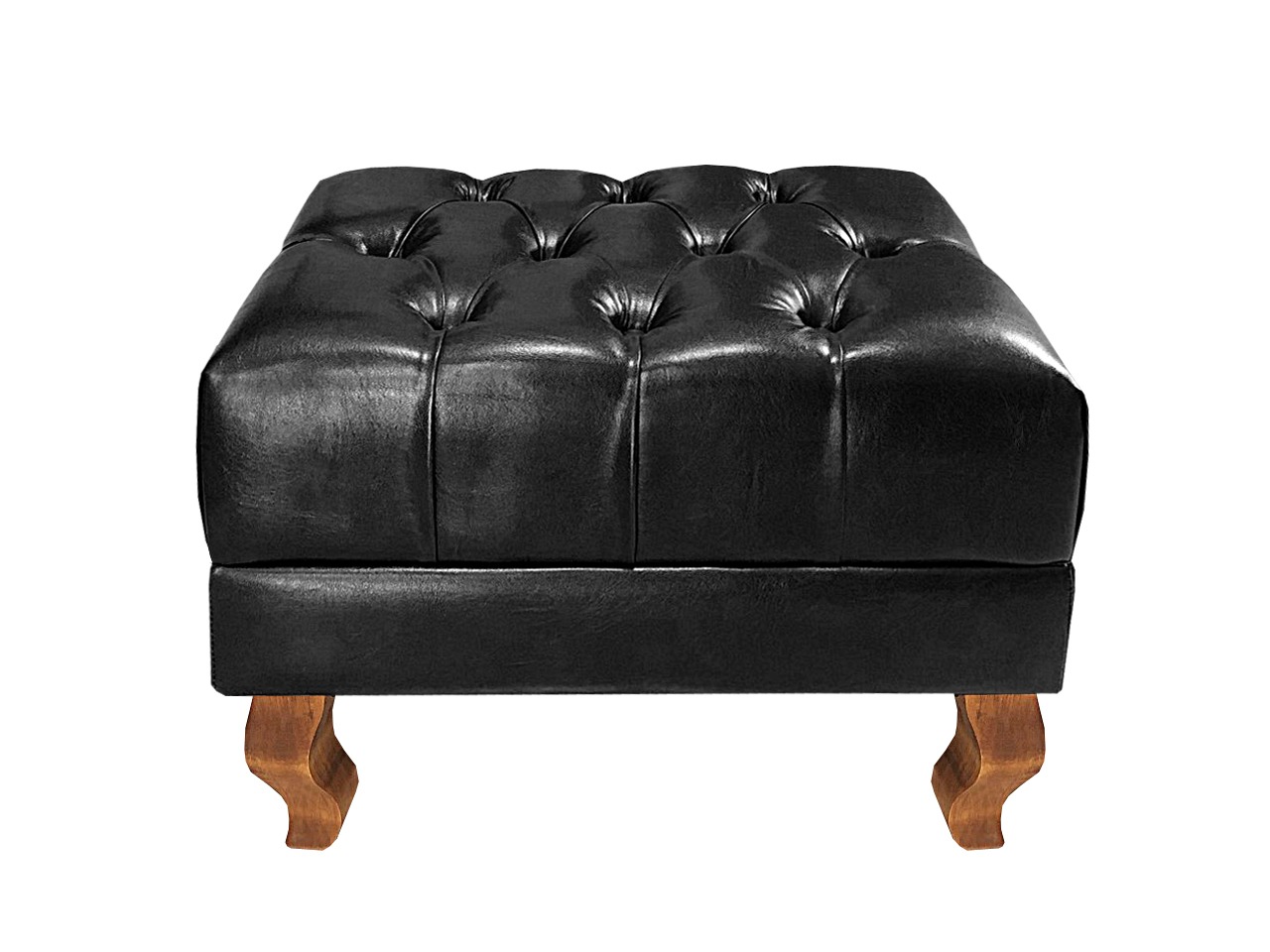 Puff Banqueta Capitonê Chesterfield Apoio Para Os Pés - Couríssimo Preto