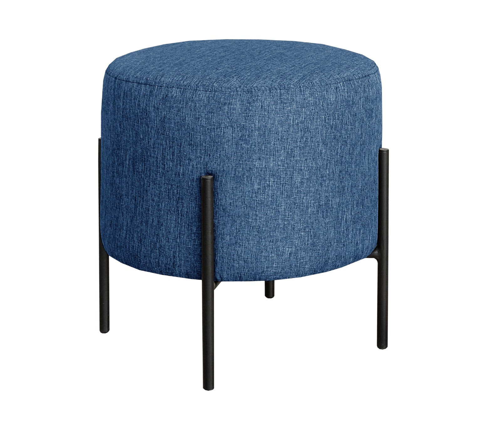 Puff Banqueta Redondo Decorativo Carol Braço De Ferro Preto - Linho Azul