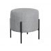 Puff Banqueta Redondo Decorativo Carol Braço De Ferro Preto - Linho Cinza