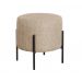 Puff Banqueta Redondo Decorativo Carol Braço De Ferro Preto - Linho Marrom