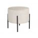 Puff Banqueta Redondo Decorativo Carol Braço De Ferro Preto - Suede Bege