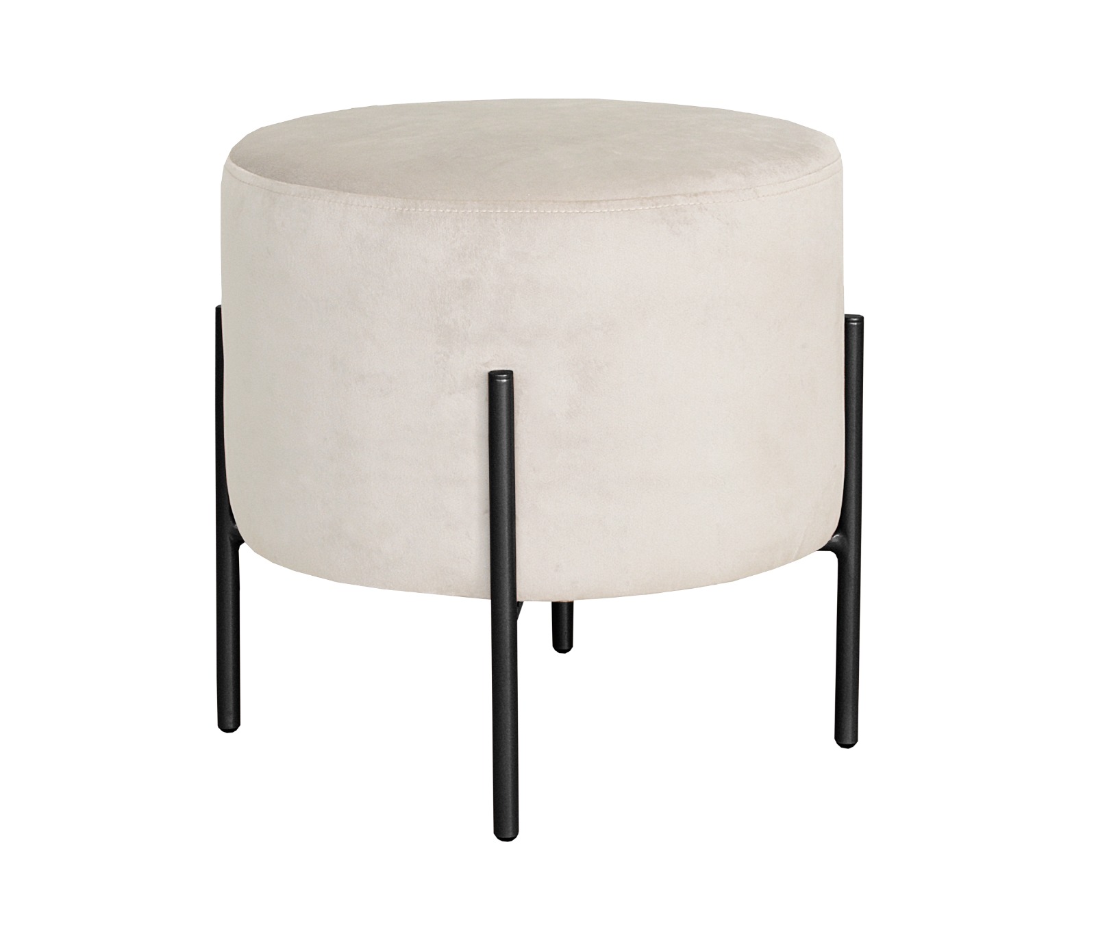 Puff Banqueta Redondo Decorativo Carol Braço De Ferro Preto - Suede Bege