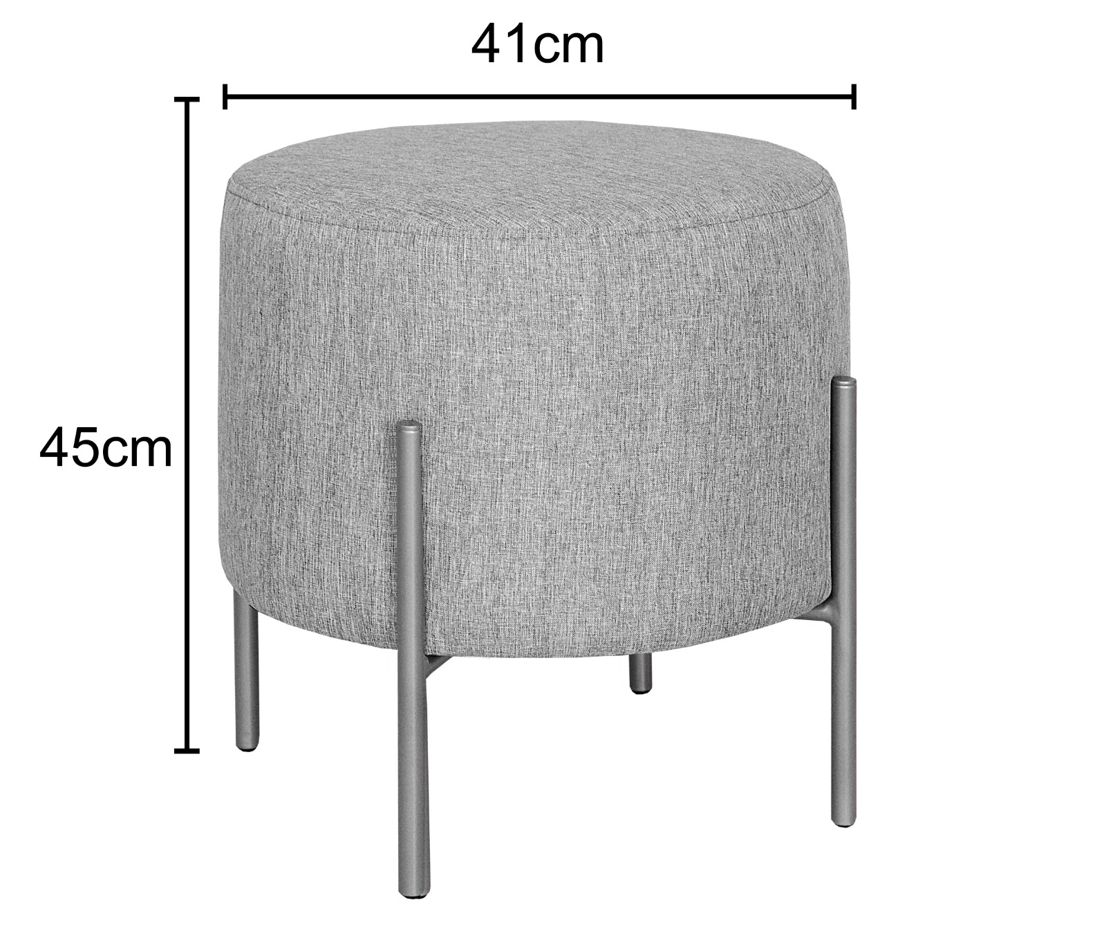 Puff Banqueta Redondo Decorativo Carol Braço De Ferro Preto - Suede Bege
