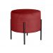 Puff Banqueta Redondo Decorativo Carol Braço De Ferro Preto - Suede Bordô