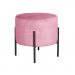 Puff Banqueta Redondo Decorativo Carol Braço De Ferro Preto - Suede Rosa