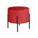 Puff Banqueta Redondo Decorativo Carol Braço De Ferro Preto - Suede Vermelho