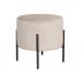 Puff Banqueta Redondo Decorativo Carol Braço De Ferro Preto - Veludo Capuccino