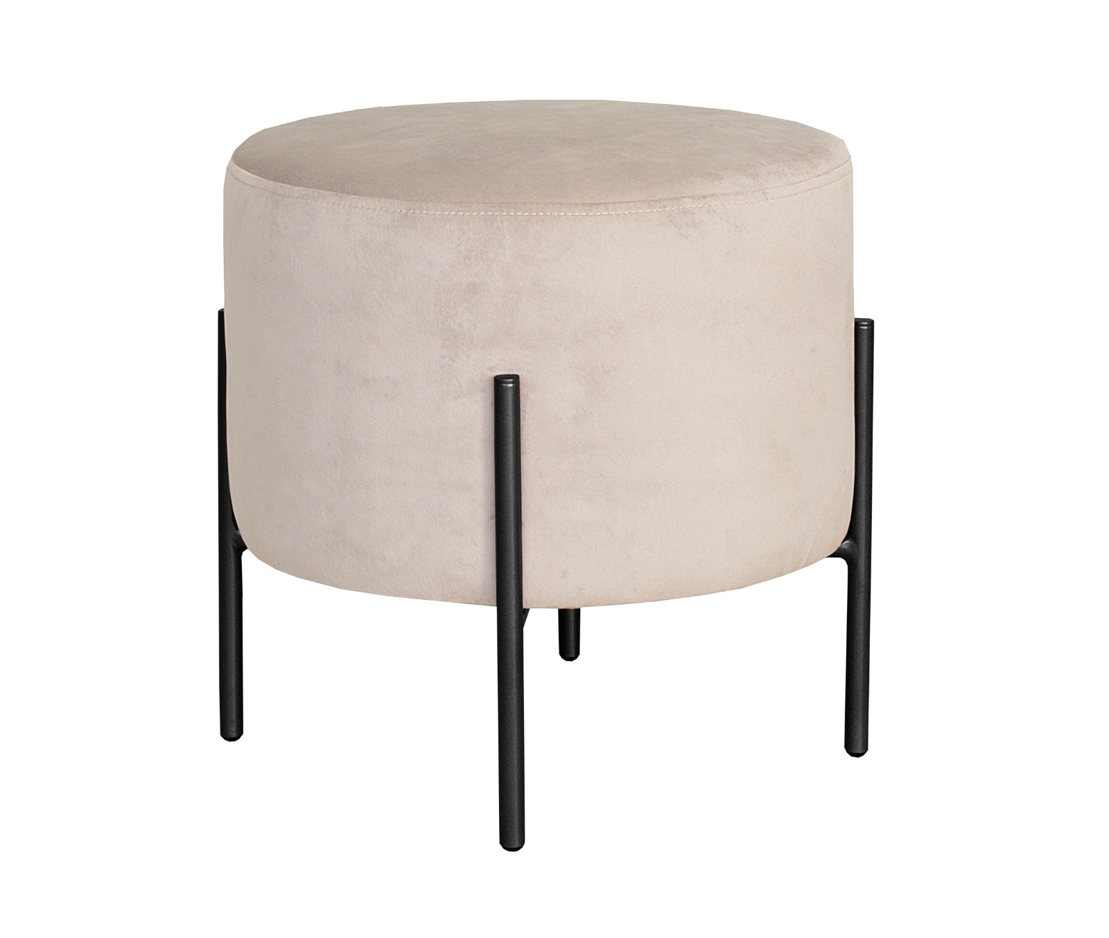 Puff Banqueta Redondo Decorativo Carol Braço De Ferro Preto - Veludo Capuccino