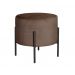 Puff Banqueta Redondo Decorativo Carol Braço De Ferro Preto - Veludo Marrom