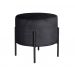 Puff Banqueta Redondo Decorativo Carol Braço De Ferro Preto - Veludo Preto