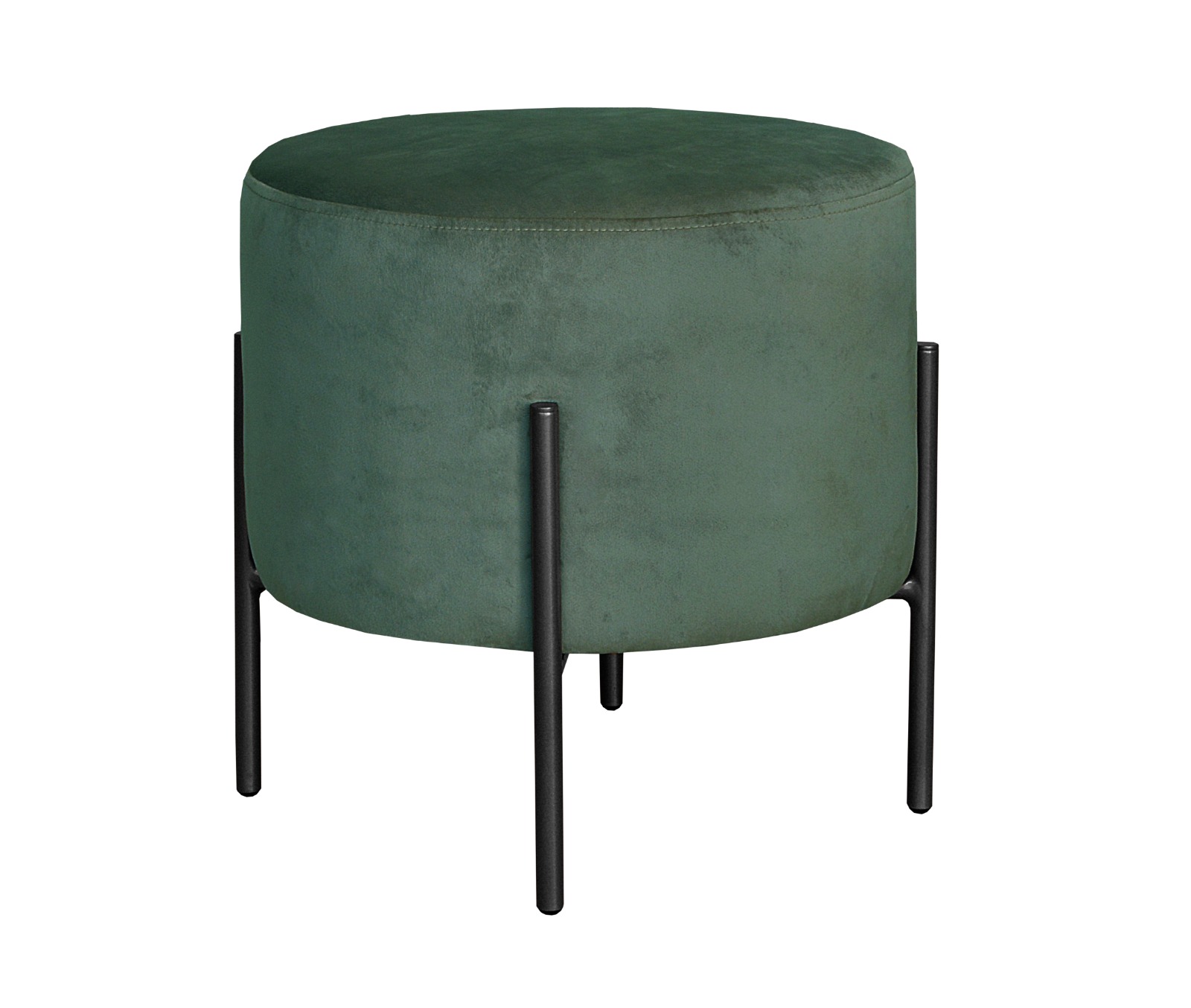 Puff Banqueta Redondo Decorativo Carol Braço De Ferro Preto - Veludo Verde